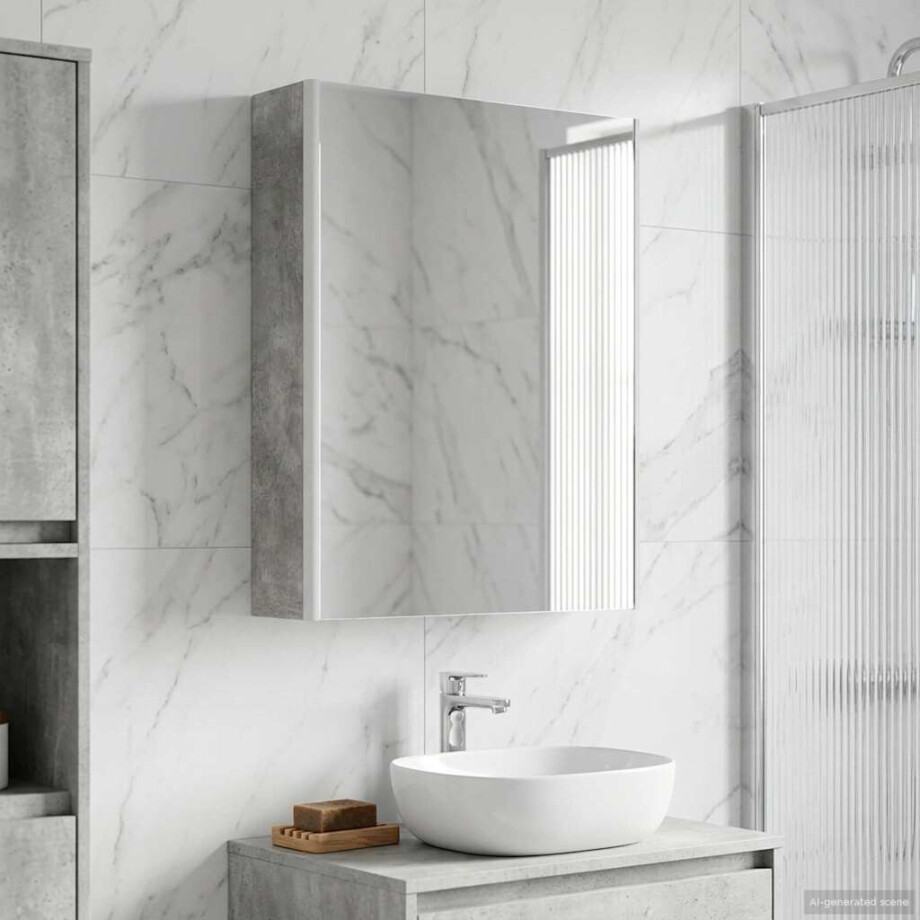 vidaXL Badkamer spiegelkast Beton Grijs 53,5 x 15,5 x 70 cm afbeelding 1