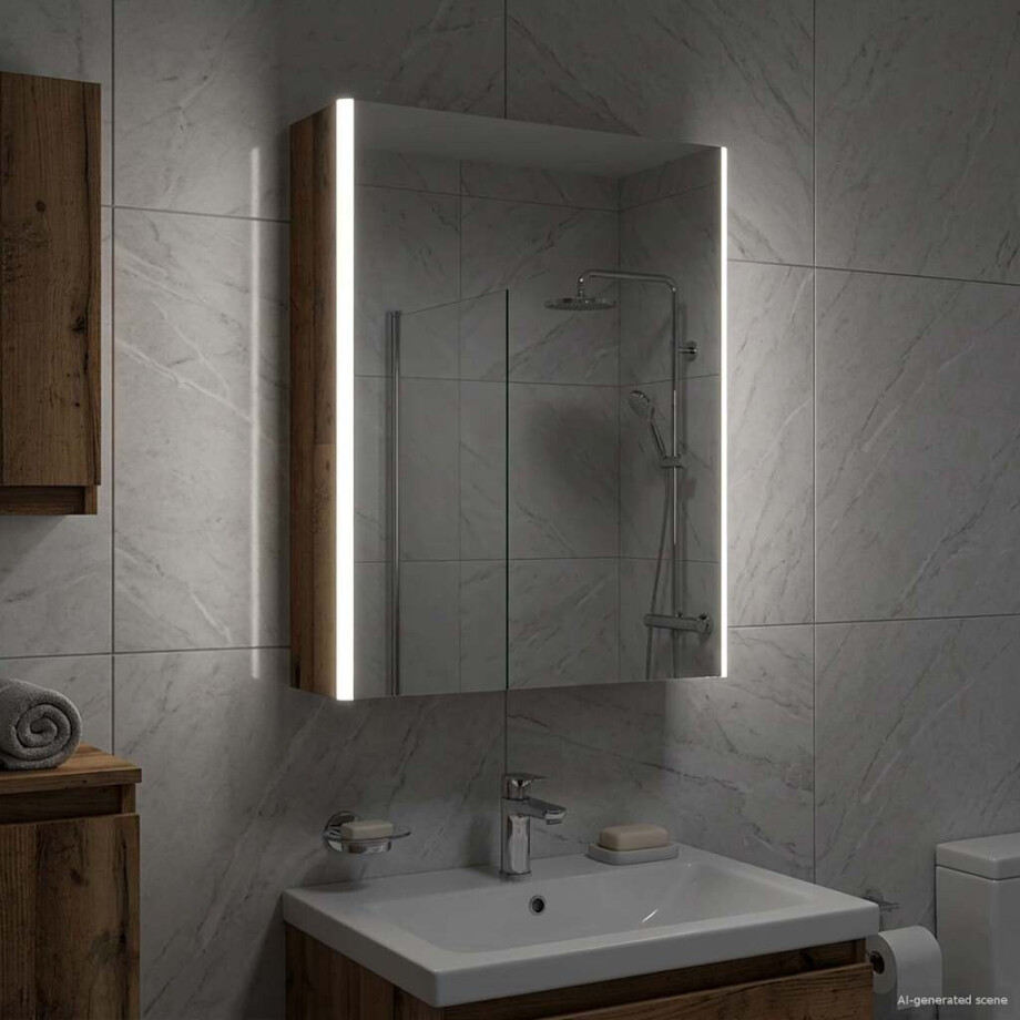 vidaXL Badkamer spiegelkast Oudhout 53,5 x 15,5 x 70 cm Bewerkt hout afbeelding 1