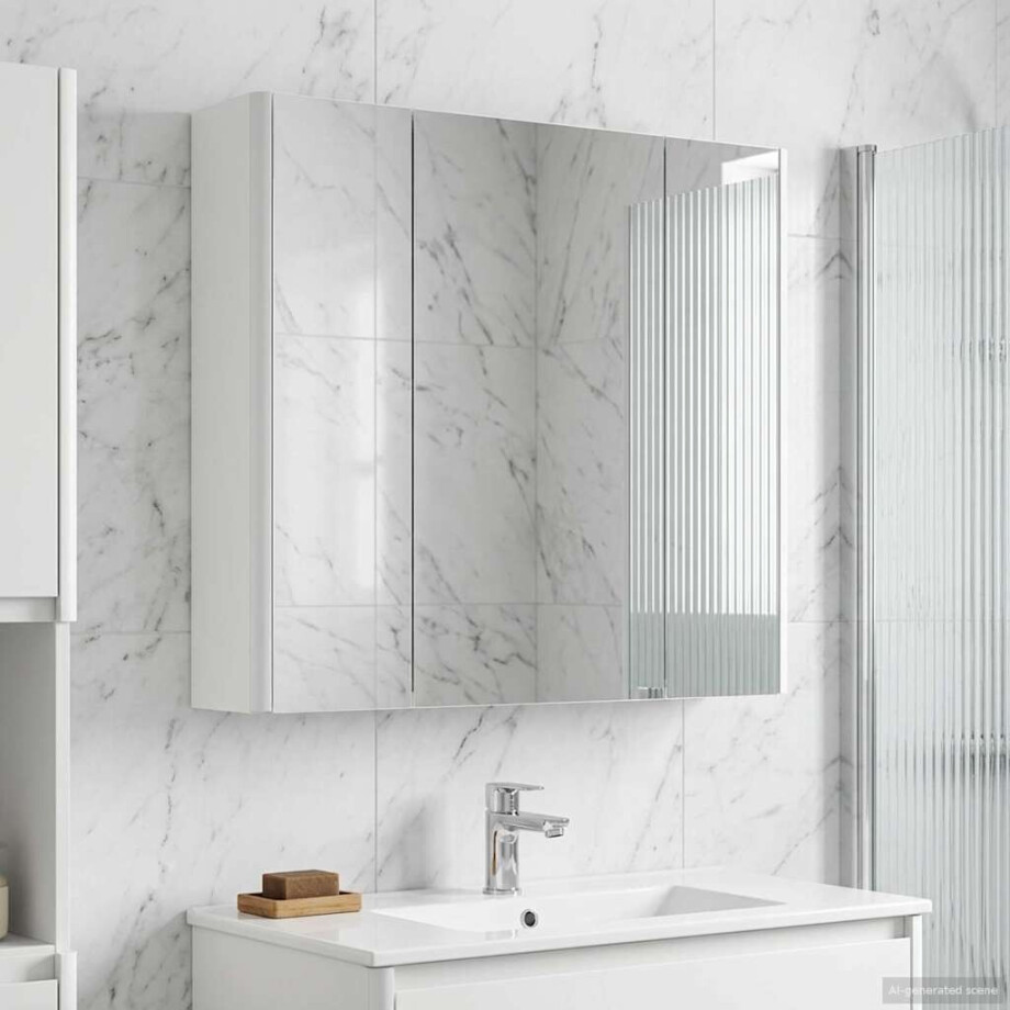 vidaXL Badkamer spiegelkast Wit 63,5 x 15,5 x 60,5 cm Bewerkt hout vidaXL Badkamer spiegelkast Wit 63,5 x 15,5 x 60,5 cm Bewerkt hout afbeelding 1