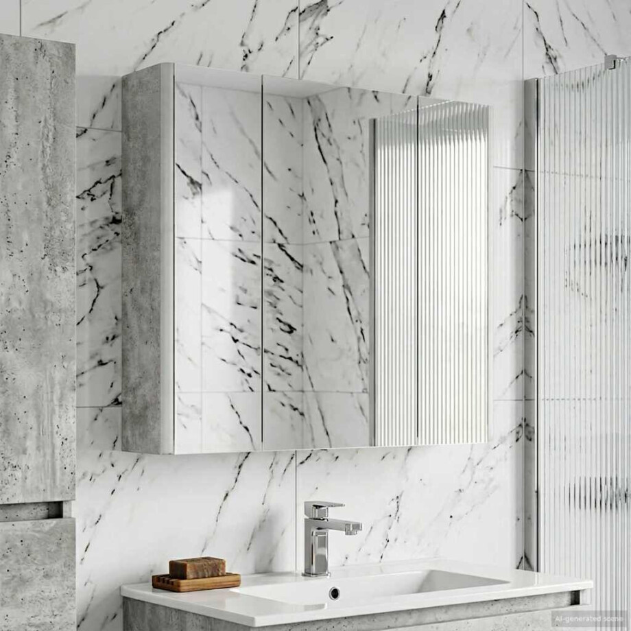 vidaXL Badkamer spiegelkast Beton Grijs 63,5 x 15,5 x 60,5 cm afbeelding 1
