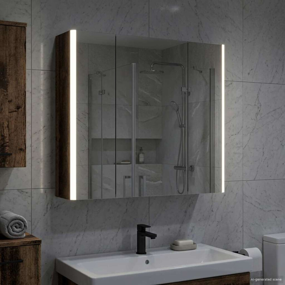 vidaXL Badkamer spiegelkast Oudhout 63,5 x 15,5 x 60,5 cm Bewerkt hout afbeelding 1