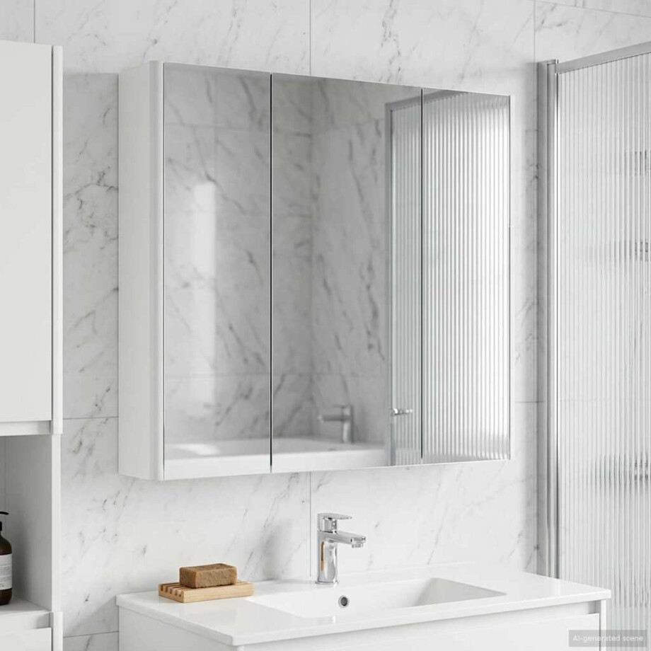vidaXL Badkamer spiegelkast Wit 73,5 x 15,5 x 70 cm Bewerkt hout vidaXL Badkamer spiegelkast Wit 73,5 x 15,5 x 70 cm Bewerkt hout afbeelding 1