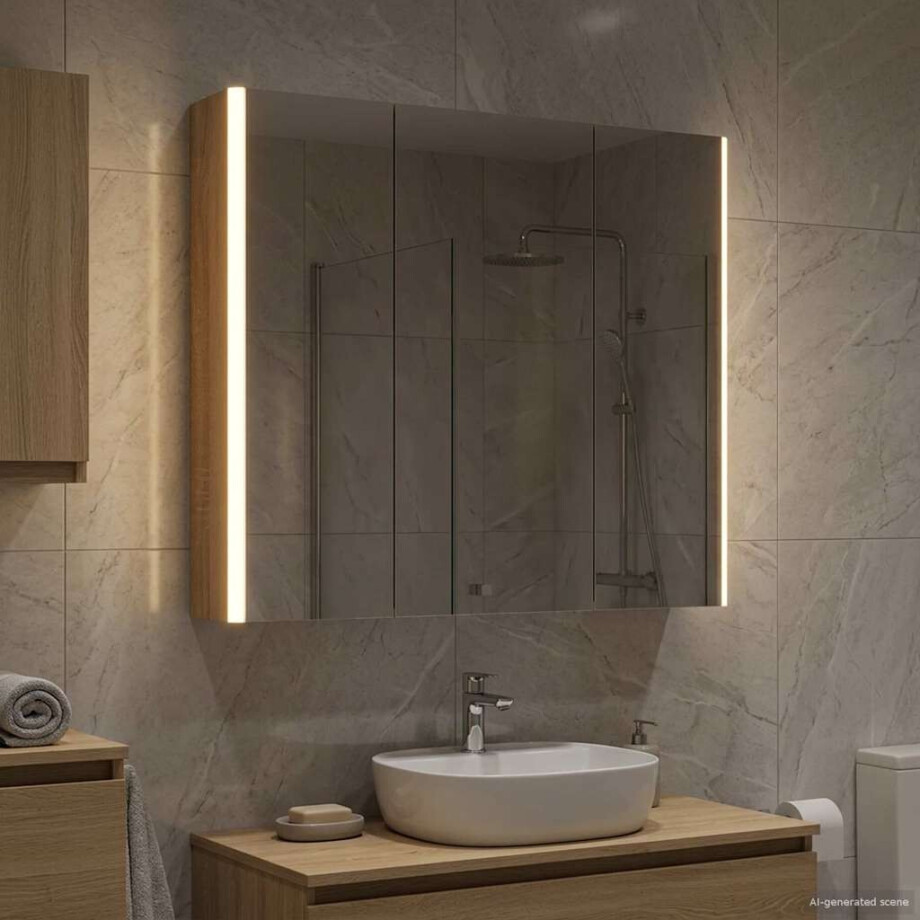 vidaXL Badkamer spiegelkast met plank Sonoma Eiken 73,5 x 15,5 x 70 cm afbeelding 1