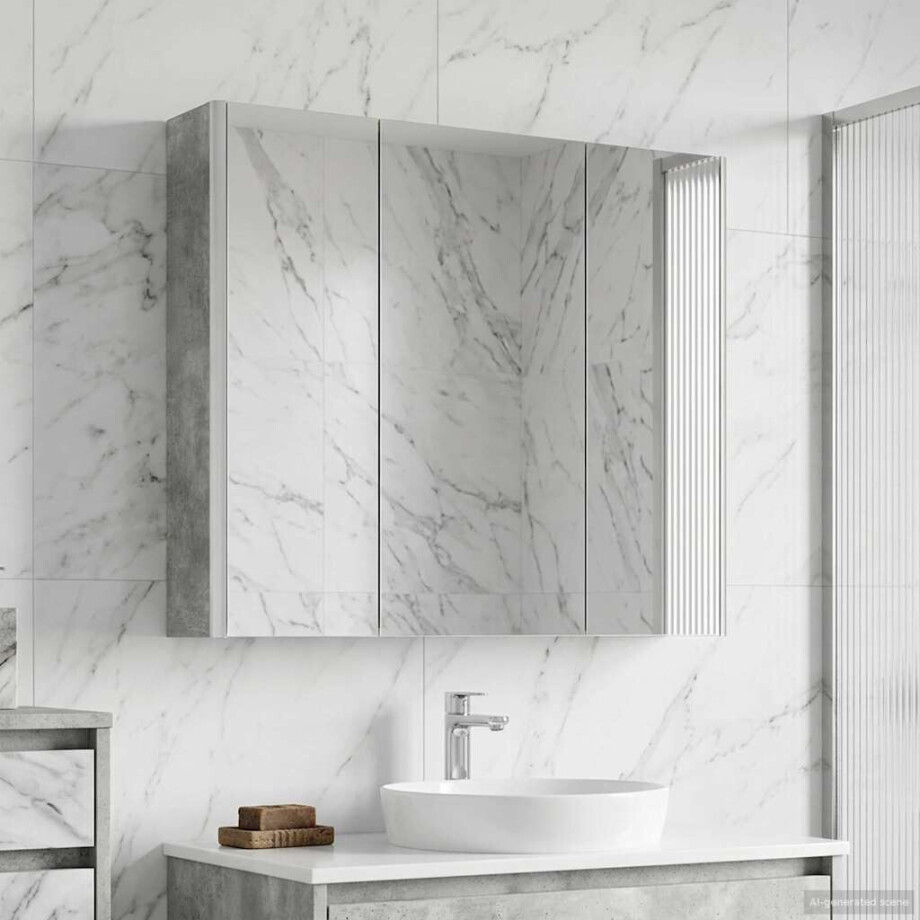 vidaXL Badkamer spiegelkast met plank Beton Grijs 73,5 x 15,5 x 70 cm afbeelding 1