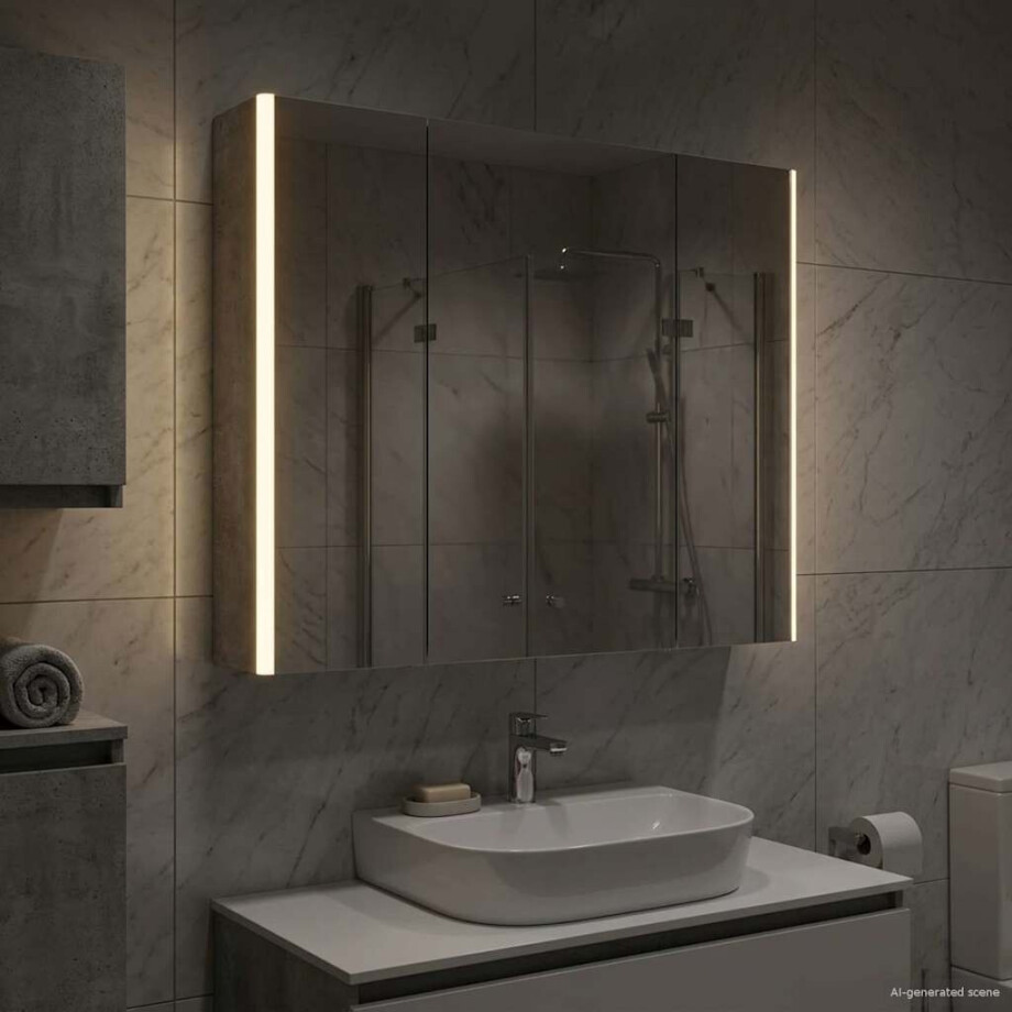 vidaXL Badkamer spiegelkast Beton Grijs 83,5 x 15,5 x 70 cm afbeelding 1