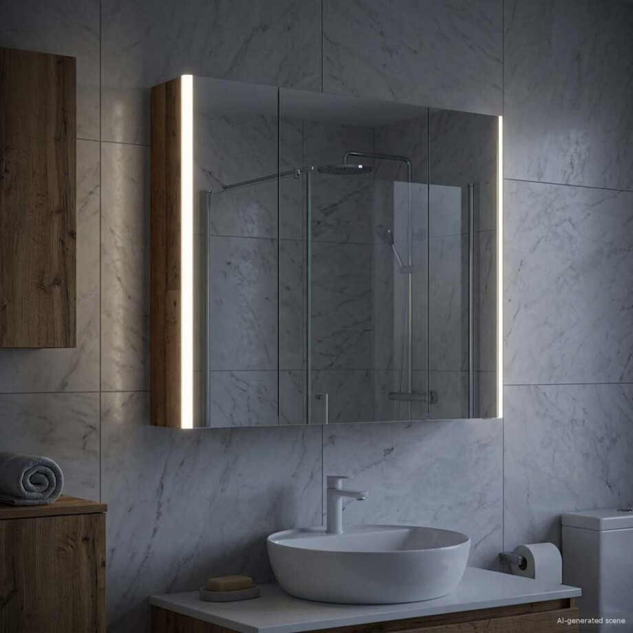 vidaXL Badkamer spiegelkast Oudhout 83,5 x 15,5 x 70 cm Bewerkt hout afbeelding 1