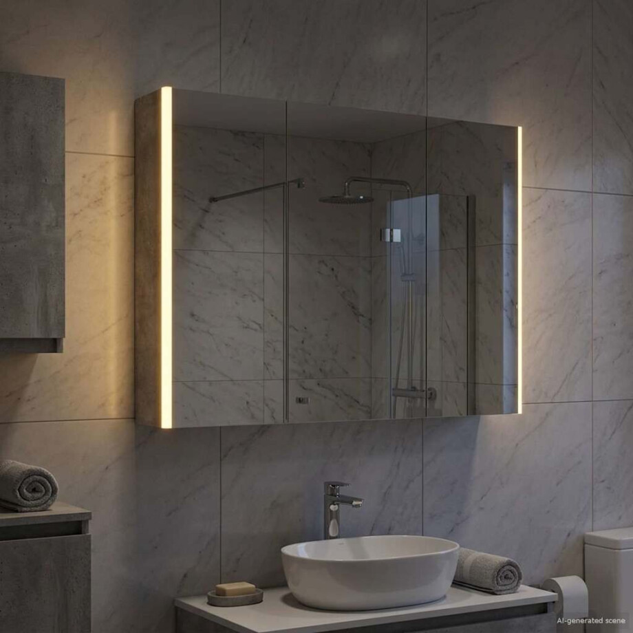 vidaXL Badkamer spiegelkast Beton Grijs 103,5 x 15,5 x 70 cm afbeelding 1