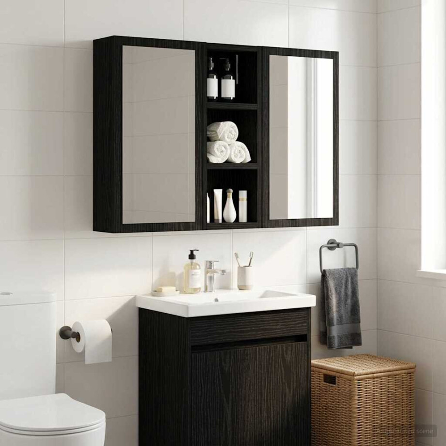 vidaXL Badkamer wandkast Zwarte Eik 20 x 10 x 50 cm Geconstrueerd hout vidaXL Badkamer wandkast Zwarte Eik 20 x 10 x 50 cm Geconstrueerd hout afbeelding 1