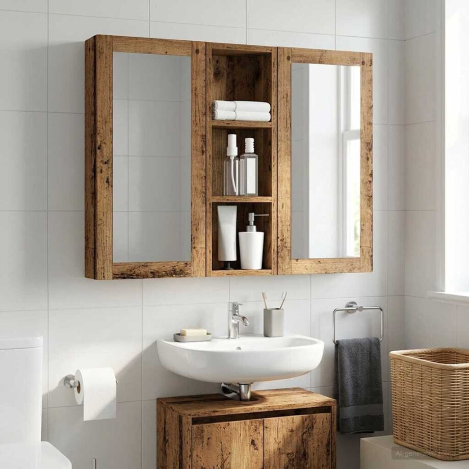 vidaXL Badkamer wandkast Oudhout 20 x 10 x 60,5 cm Geconstrueerd hout vidaXL Badkamer wandkast Oudhout 20 x 10 x 60,5 cm Geconstrueerd hout afbeelding 1