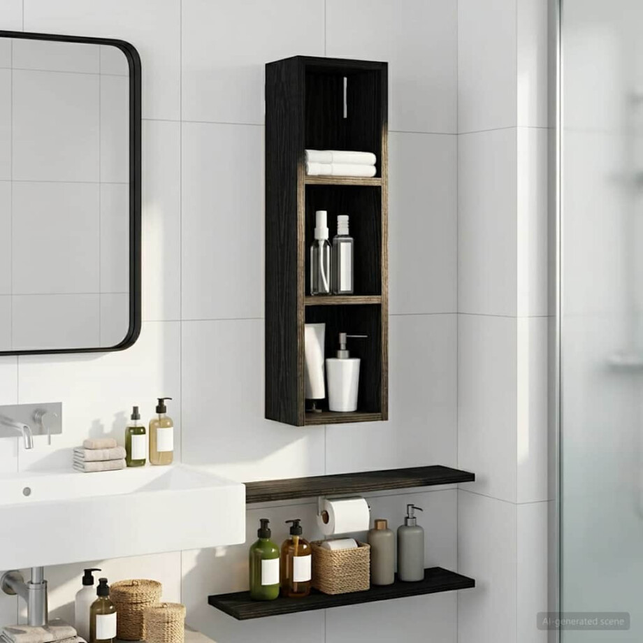 vidaXL Badkamer wandkast Zwarte Eik 20 x 14 x 70 cm Geconstrueerd hout vidaXL Badkamer wandkast Zwarte Eik 20 x 14 x 70 cm Geconstrueerd hout afbeelding 1