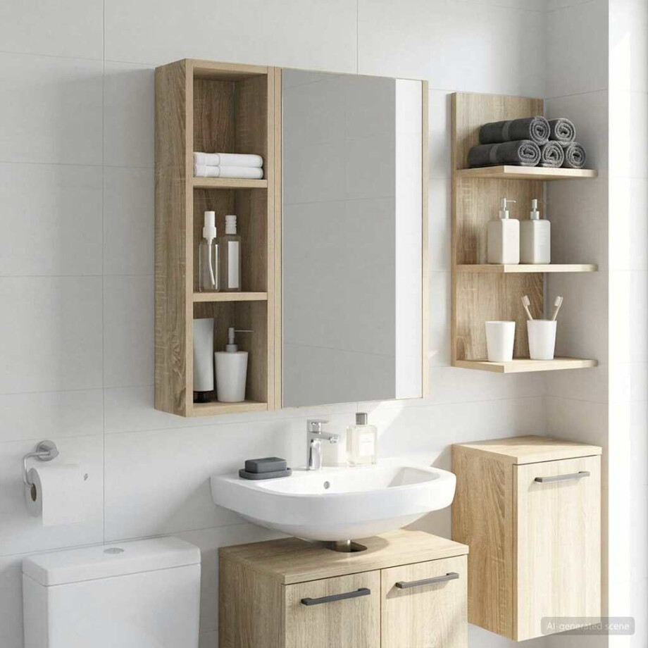 vidaXL Badkamer wandkast met plank Sonoma Eiken 20 x 14 x 70 cm vidaXL Badkamer wandkast met plank Sonoma Eiken 20 x 14 x 70 cm afbeelding 1