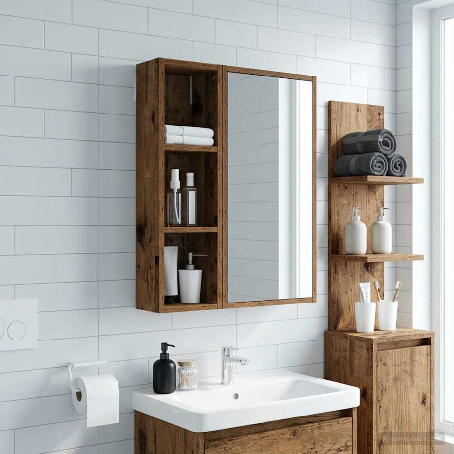 vidaXL Badkamer wandkast Oudhout 20 x 14 x 70 cm Geconstrueerd hout vidaXL Badkamer wandkast Oudhout 20 x 14 x 70 cm Geconstrueerd hout afbeelding 1