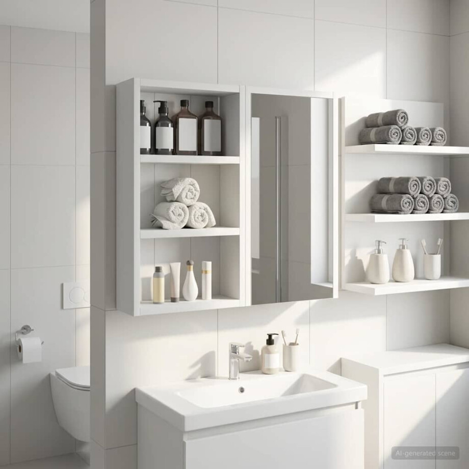 vidaXL Badkamer wandkast Wit 30 x 10 x 50 cm Geconstrueerd hout afbeelding 1
