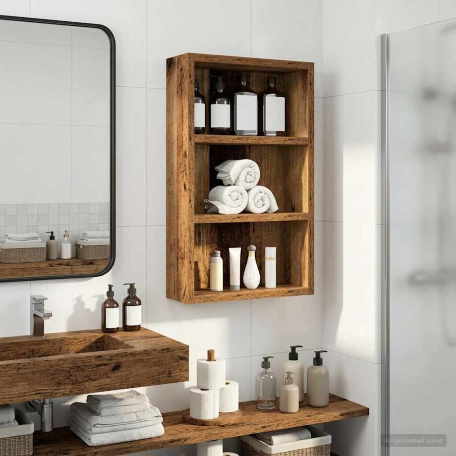 vidaXL Badkamer wandkast Oudhout 30 x 10 x 50 cm Geconstrueerd hout vidaXL Badkamer wandkast Oudhout 30 x 10 x 50 cm Geconstrueerd hout afbeelding 1
