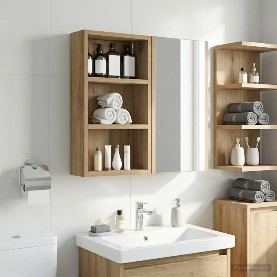 vidaXL Badkamer wandkast met plank Ambachtelijk eiken 30 x 10 x 50 cm vidaXL Badkamer wandkast met plank Ambachtelijk eiken 30 x 10 x 50 cm afbeelding 1