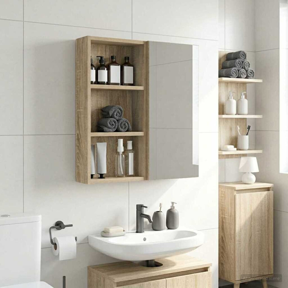 vidaXL Badkamer wandkast met plank Sonoma Eiken 30 x 10 x 60,5 cm vidaXL Badkamer wandkast met plank Sonoma Eiken 30 x 10 x 60,5 cm afbeelding 1