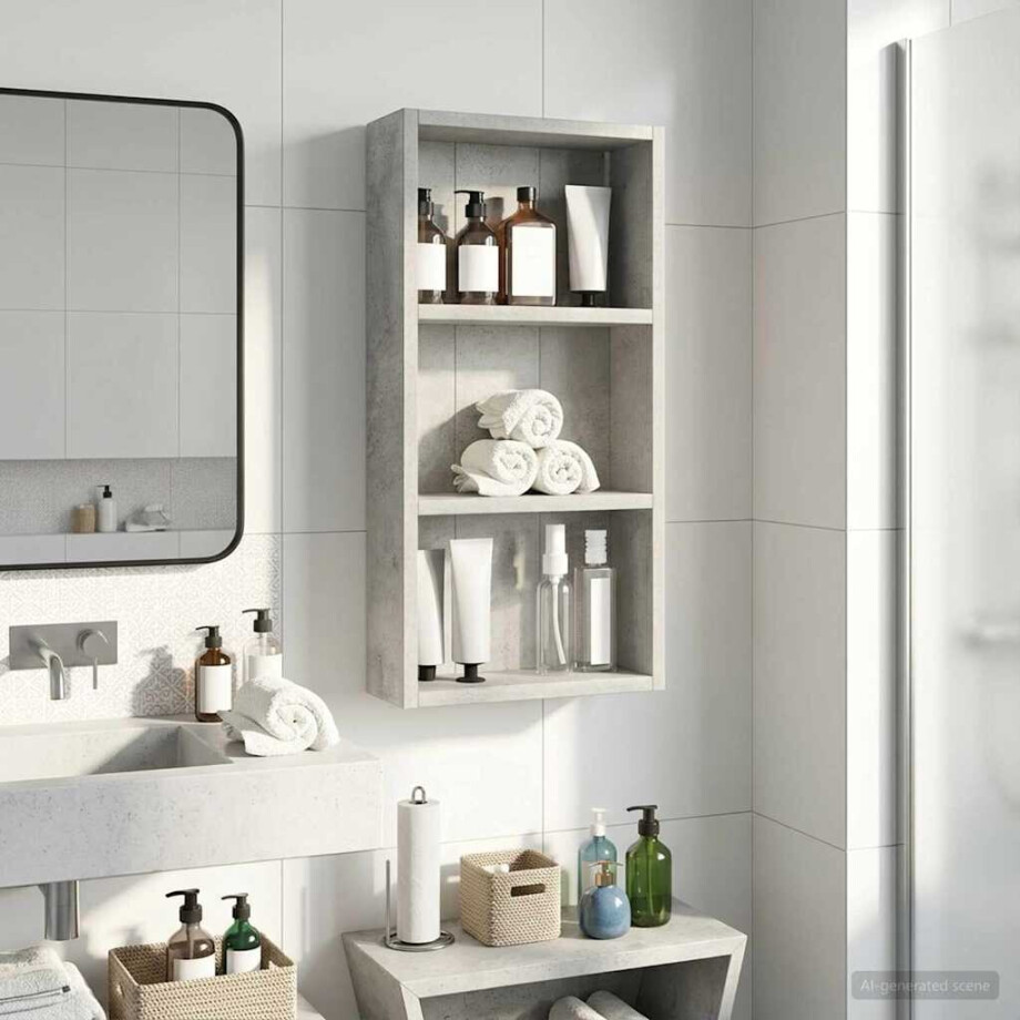 vidaXL Badkamer wandkast met plank Beton Grijs 30 x 10 x 60,5 cm vidaXL Badkamer wandkast met plank Beton Grijs 30 x 10 x 60,5 cm afbeelding 1