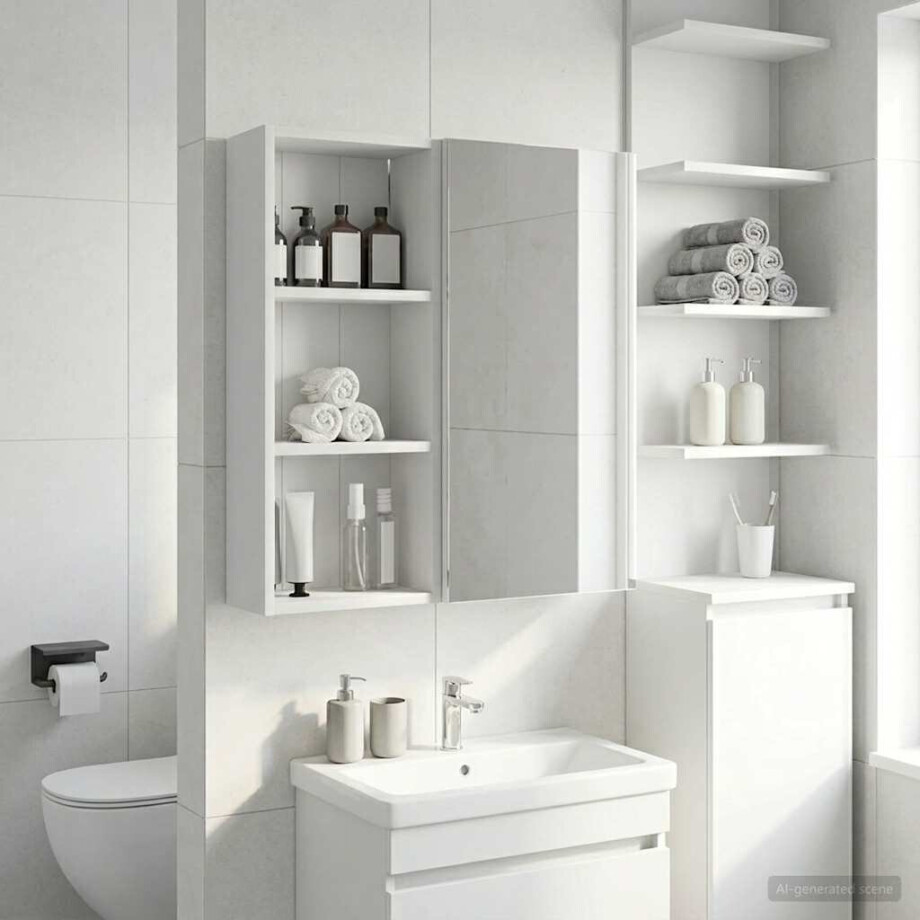 vidaXL Badkamer wandkast Wit 30 x 14 x 70 cm Geconstrueerd hout afbeelding 1