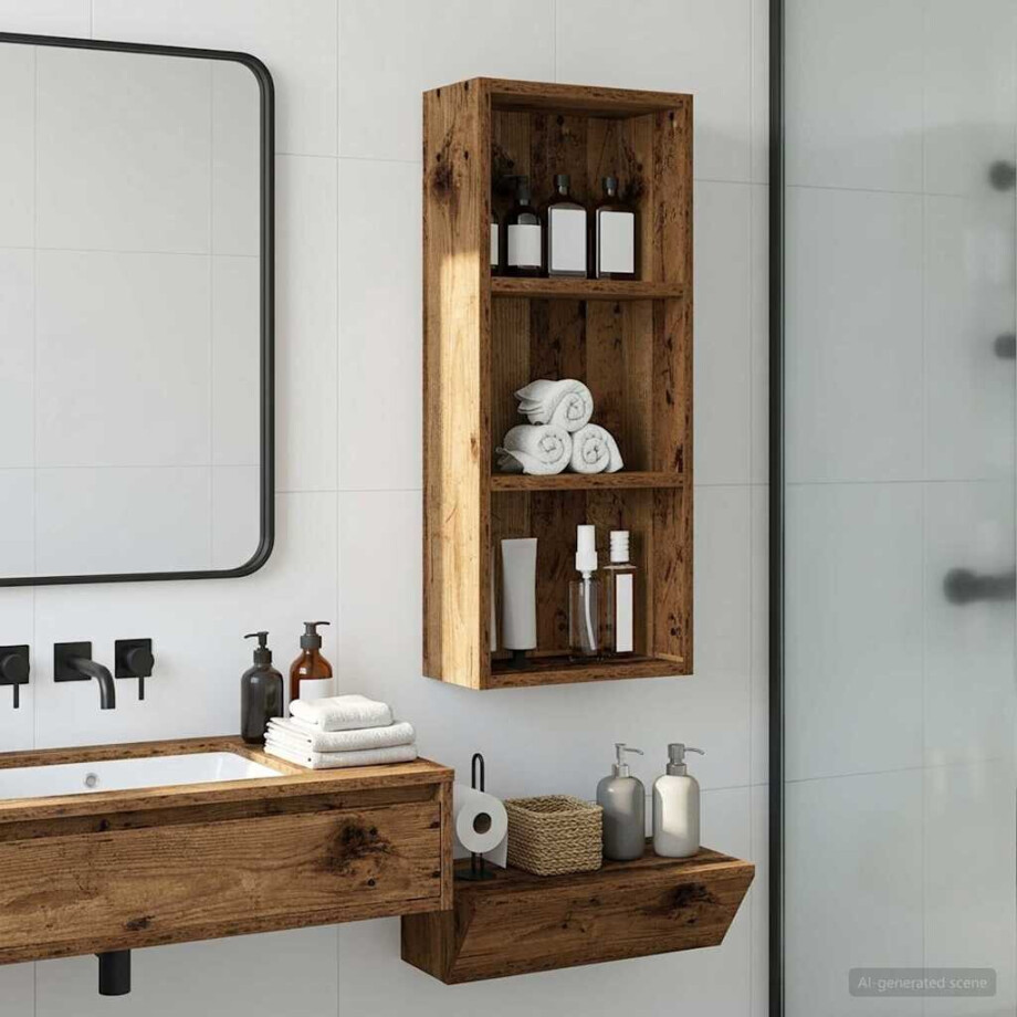 vidaXL Badkamer wandkast Oudhout 30 x 14 x 70 cm Geconstrueerd hout vidaXL Badkamer wandkast Oudhout 30 x 14 x 70 cm Geconstrueerd hout afbeelding 1