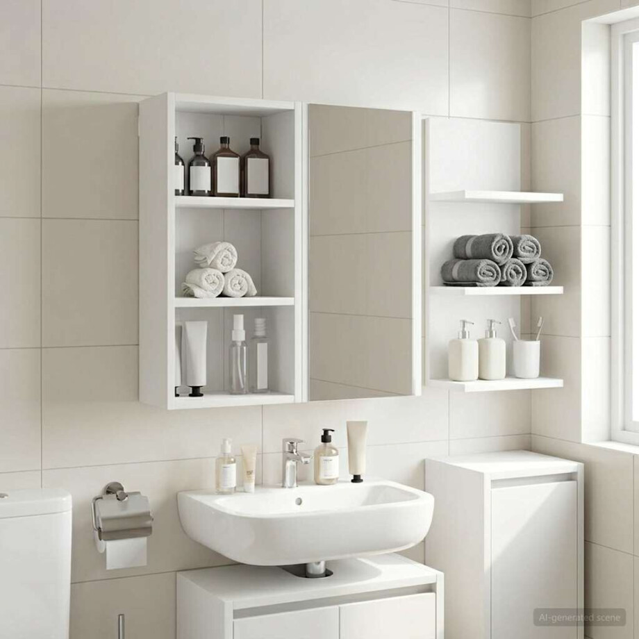 vidaXL Badkamer wandkast Wit 30 x 16 x 62,5 cm Geconstrueerd hout vidaXL Badkamer wandkast Wit 30 x 16 x 62,5 cm Geconstrueerd hout afbeelding 1