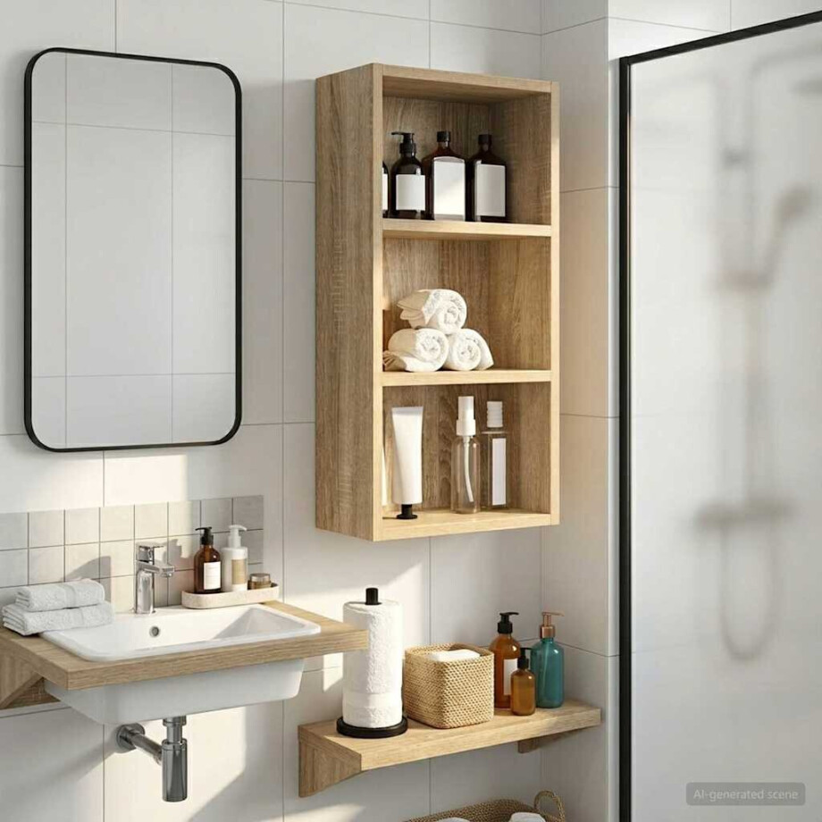 vidaXL Badkamer wandkast met plank Sonoma Eiken 30 x 16 x 62,5 cm vidaXL Badkamer wandkast met plank Sonoma Eiken 30 x 16 x 62,5 cm afbeelding 1