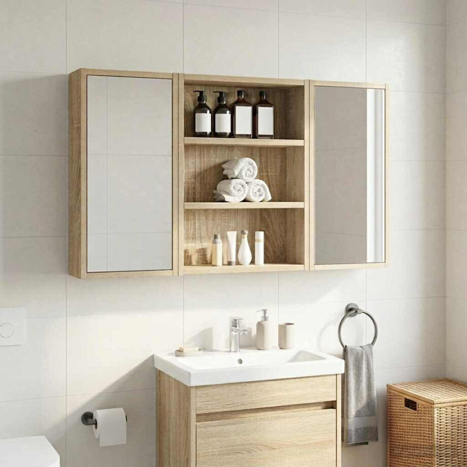 vidaXL Badkamer wandkast met plank Sonoma Eiken 40 x 10 x 50 cm afbeelding 1