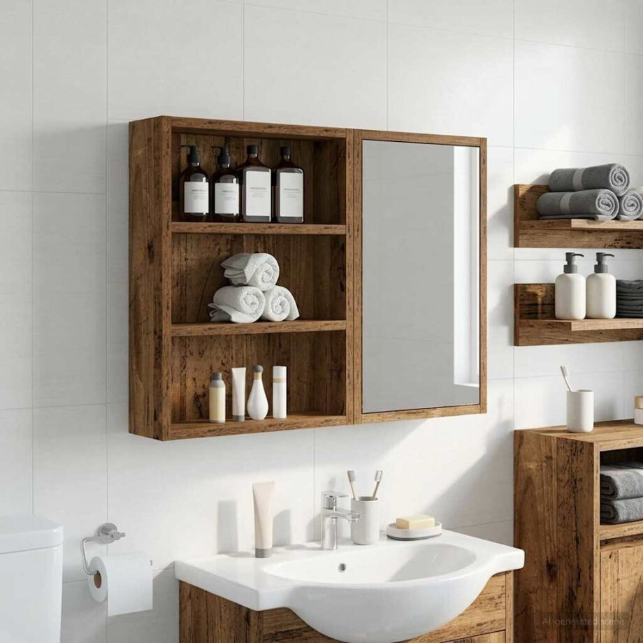 vidaXL Badkamer wandkast Oudhout 40 x 10 x 50 cm Geconstrueerd hout vidaXL Badkamer wandkast Oudhout 40 x 10 x 50 cm Geconstrueerd hout afbeelding 1