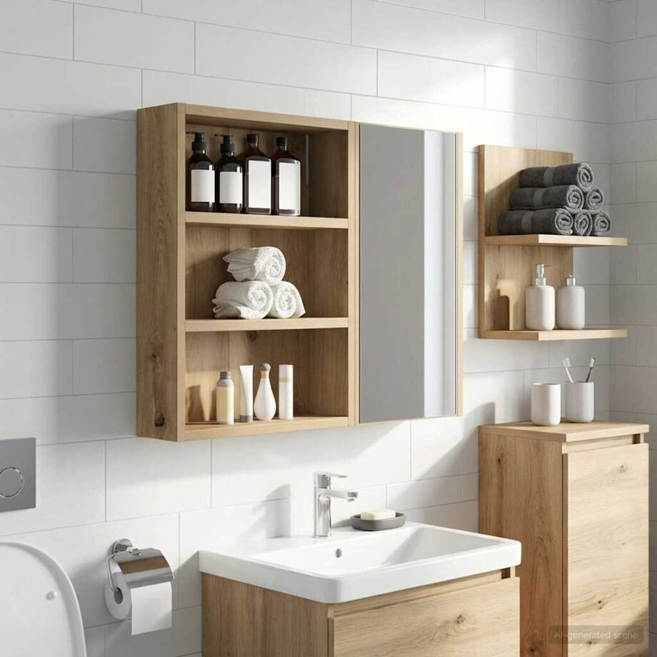 vidaXL Badkamer wandkast met plank Ambachtelijk eiken 40 x 10 x 50 cm afbeelding 1