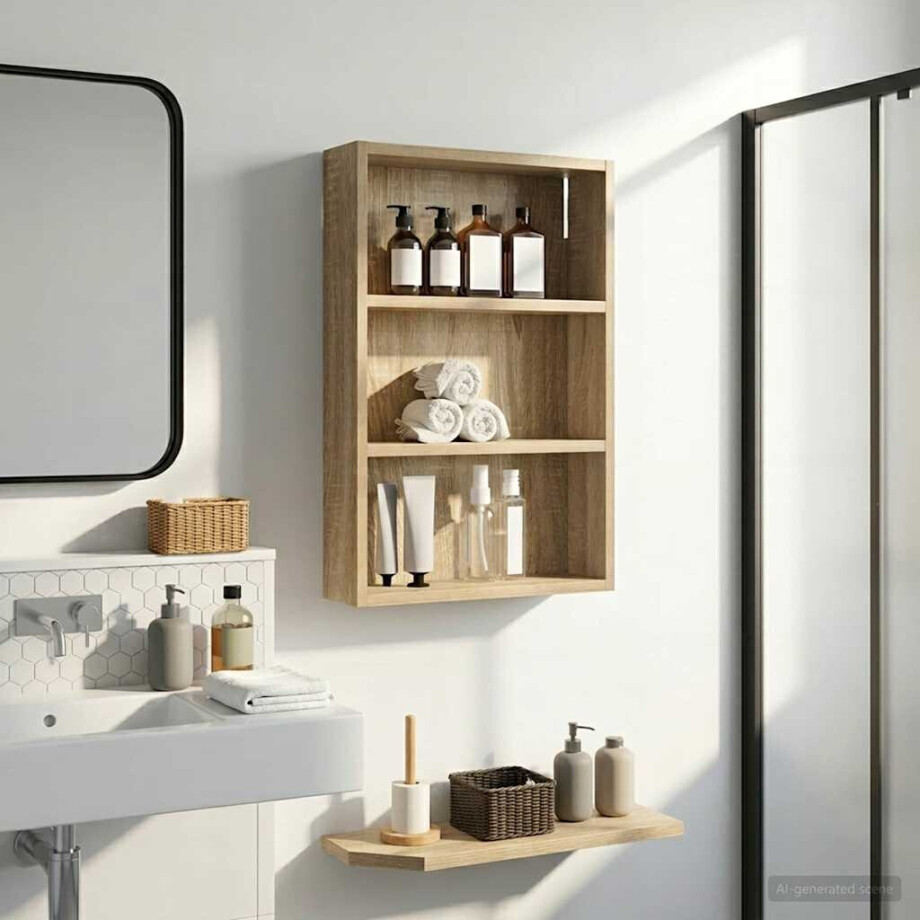 vidaXL Badkamer wandkast met plank Sonoma Eiken 40 x 10 x 60,5 cm vidaXL Badkamer wandkast met plank Sonoma Eiken 40 x 10 x 60,5 cm afbeelding 1