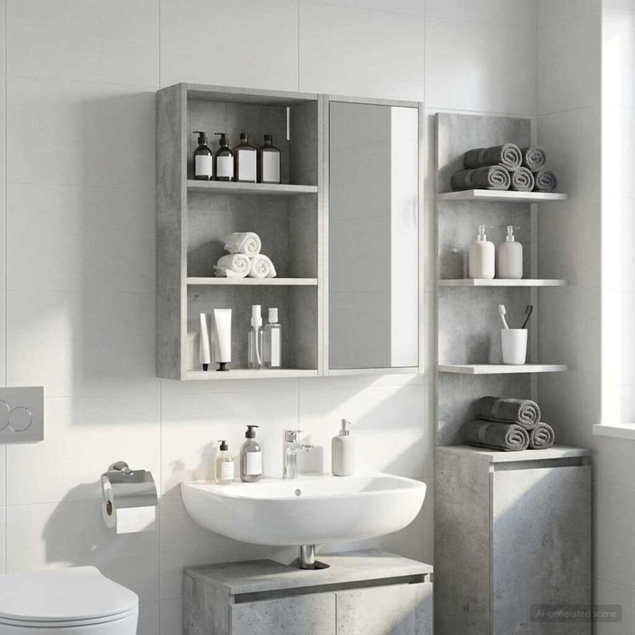 vidaXL Badkamer wandkast met plank Beton Grijs 40 x 14 x 70 cm vidaXL Badkamer wandkast met plank Beton Grijs 40 x 14 x 70 cm afbeelding 1