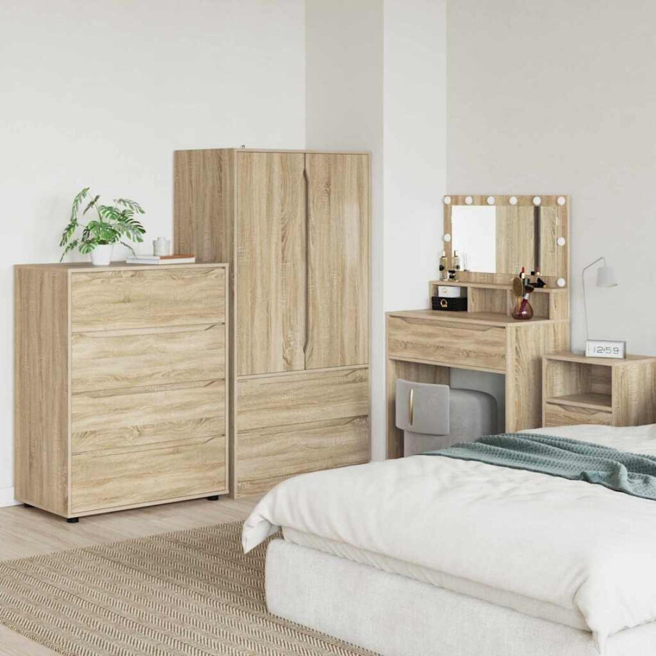 vidaXL Opslagkasten 2 pcs Sonoma Eiken 80 x 48 x 105 cm Bewerkt hout afbeelding 1