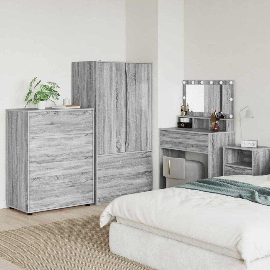 vidaXL Opslagkasten 2 pcs Grijs Sonoma 80 x 48 x 105 cm Bewerkt hout afbeelding 1