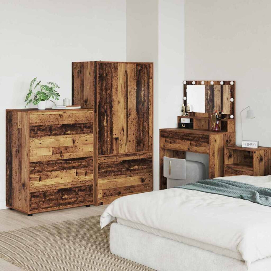 vidaXL Opslagkasten 2 pcs Oud Hout 80 x 48 x 105 cm Bewerkt hout afbeelding 1