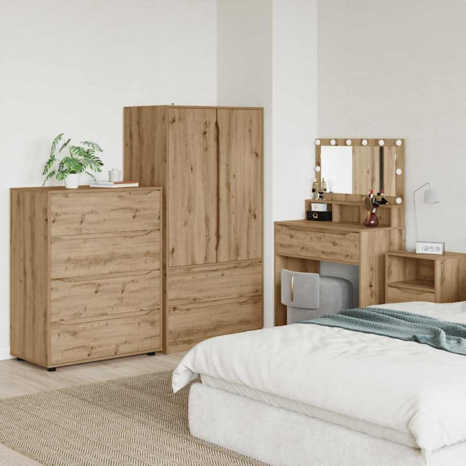 vidaXL Opslagkasten 2 pcs Artisan Eiken 80 x 48 x 105 cm Bewerkt hout afbeelding 1