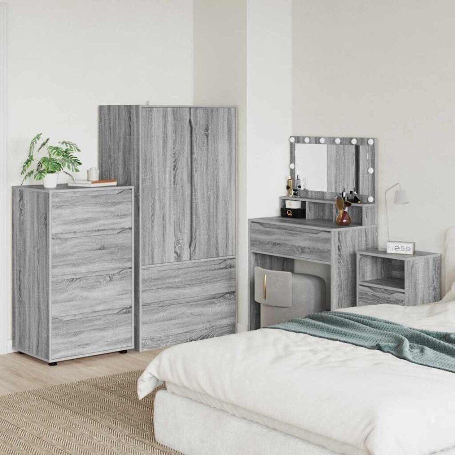 vidaXL Opslagkasten Grijs Sonoma 60 x 48 x 105 cm Bewerkt hout afbeelding 1