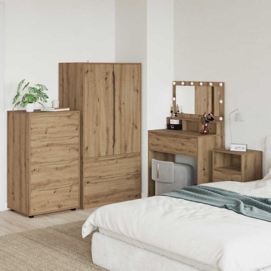 vidaXL Opslagkasten Artisan Eiken 60 x 48 x 105 cm Bewerkt hout afbeelding 1