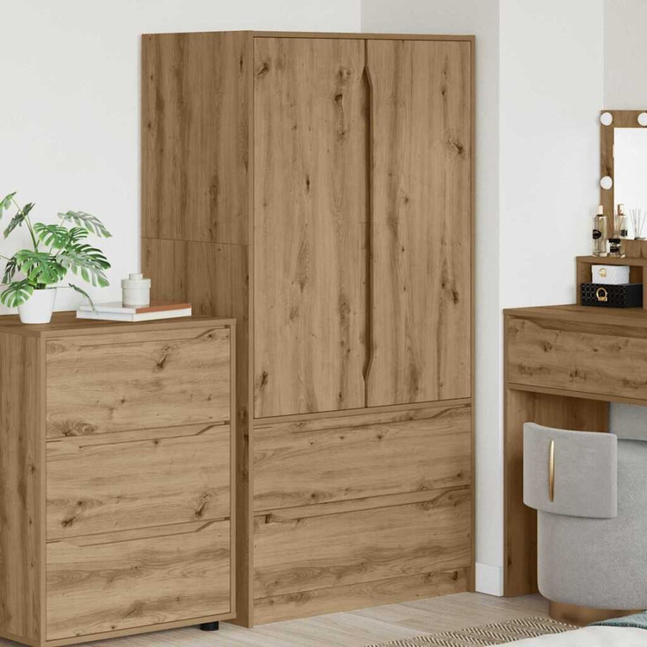 vidaXL Kledingkast Artisan Eik 79,5 x 49 x 156 cm Geconstrueerd hout afbeelding 1