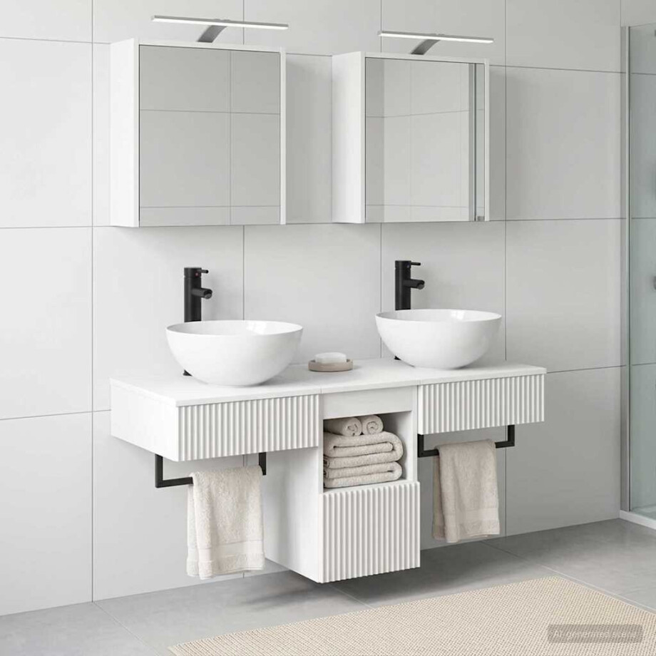 vidaXL Badkamerkastenset 5 st Wit Bewerkt hout vidaXL Badkamerkastenset 5 st Wit Bewerkt hout afbeelding 1