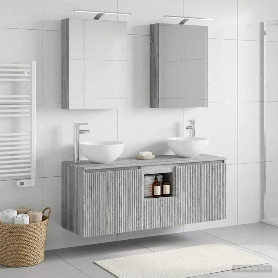 vidaXL Badkamerkastenset 5 st Grijs Sonoma Bewerkt hout afbeelding 1