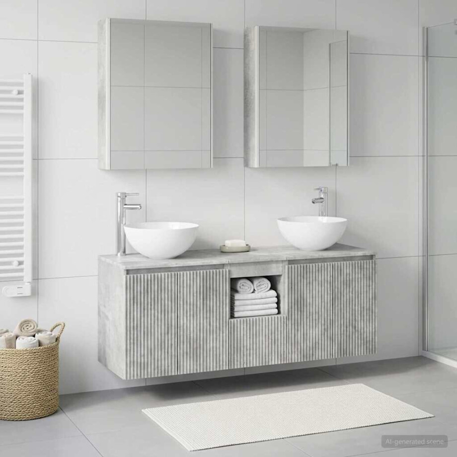 vidaXL Badkamerkastenset 5 st Betongrijs Bewerkt hout vidaXL Badkamerkastenset 5 st Betongrijs Bewerkt hout afbeelding 1