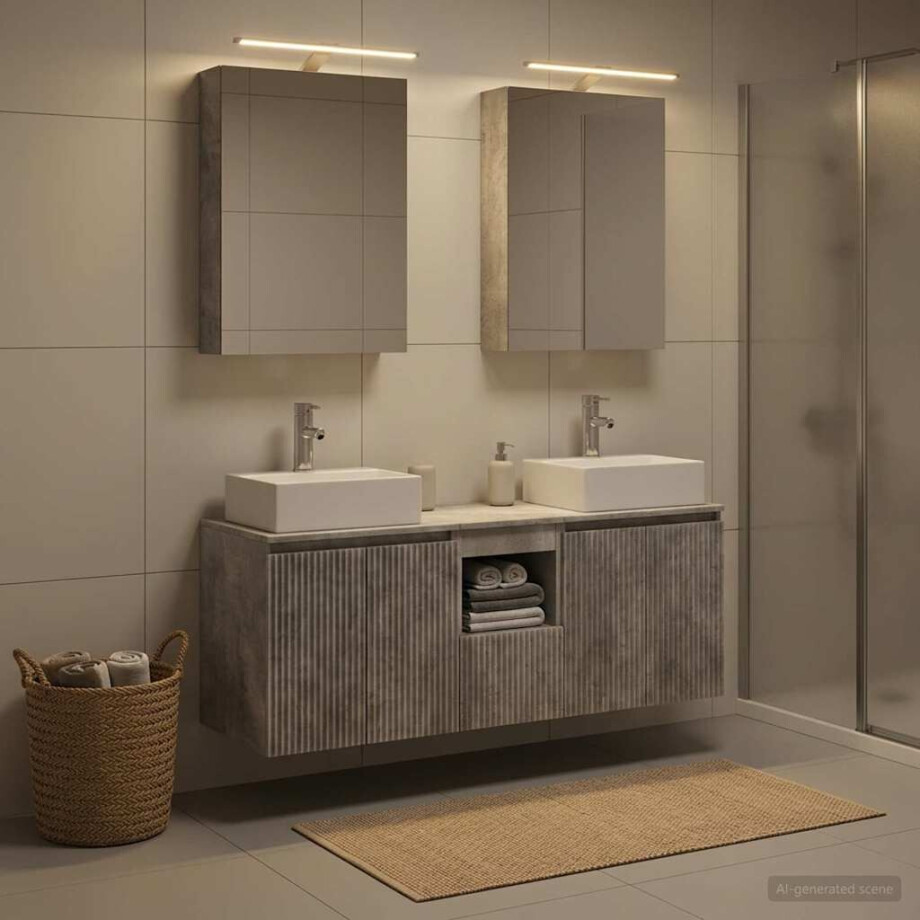 vidaXL Badkamerkastenset 5 st Betongrijs Bewerkt hout vidaXL Badkamerkastenset 5 st Betongrijs Bewerkt hout afbeelding 1