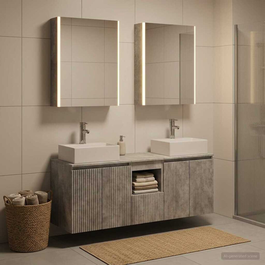vidaXL Badkamerkastenset 5 st Betongrijs Bewerkt hout vidaXL Badkamerkastenset 5 st Betongrijs Bewerkt hout afbeelding 1