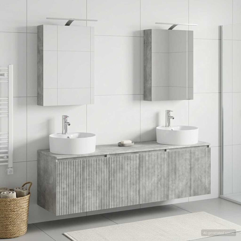 vidaXL Badkamerkastenset 5 st Betongrijs Bewerkt hout vidaXL Badkamerkastenset 5 st Betongrijs Bewerkt hout afbeelding 1