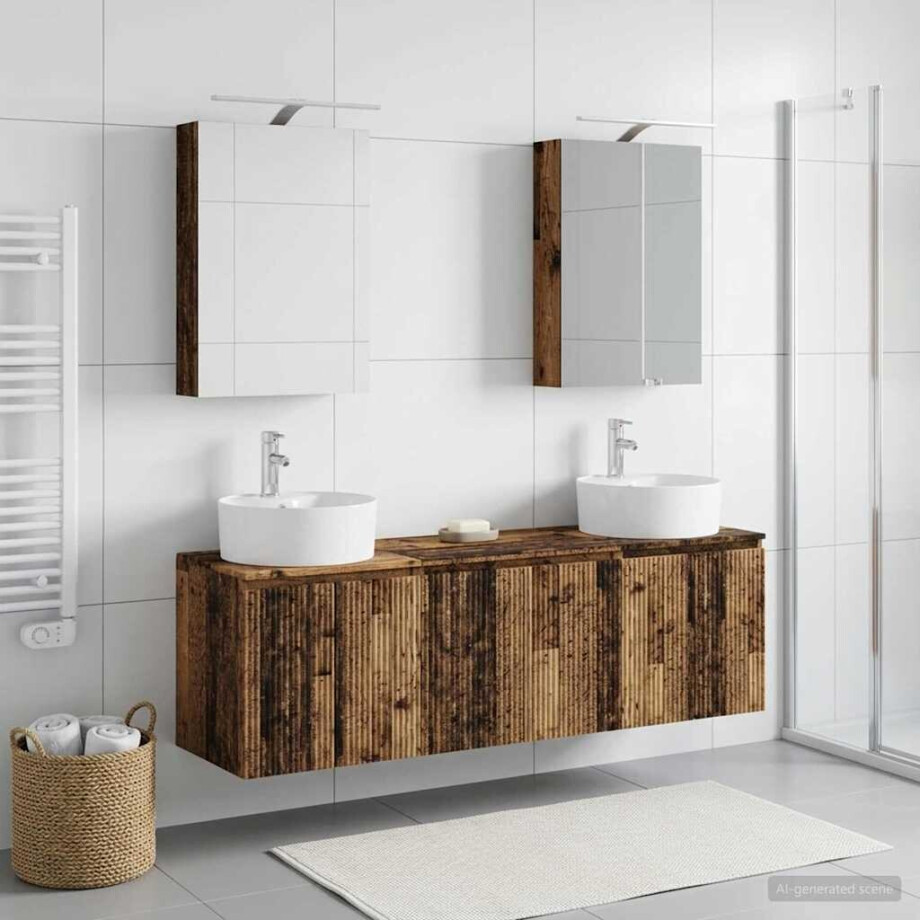 vidaXL Badkamerkastenset 5 st Oud hout Bewerkt hout afbeelding 1
