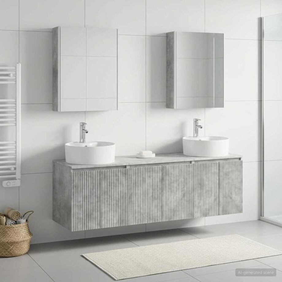 vidaXL Badkamerkastenset 5 st Betongrijs Bewerkt hout vidaXL Badkamerkastenset 5 st Betongrijs Bewerkt hout afbeelding 1