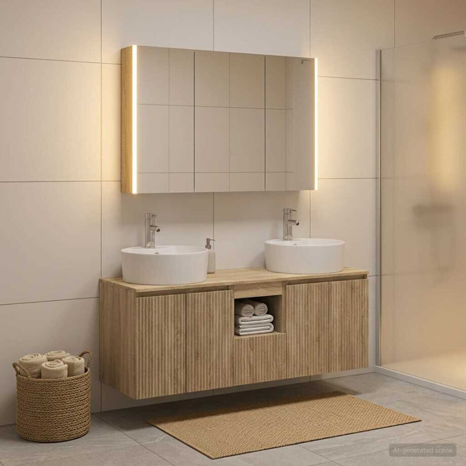 vidaXL Badkamerkastenset 4 st Sonoma Eiken Bewerkt hout vidaXL Badkamerkastenset 4 st Sonoma Eiken Bewerkt hout afbeelding 1