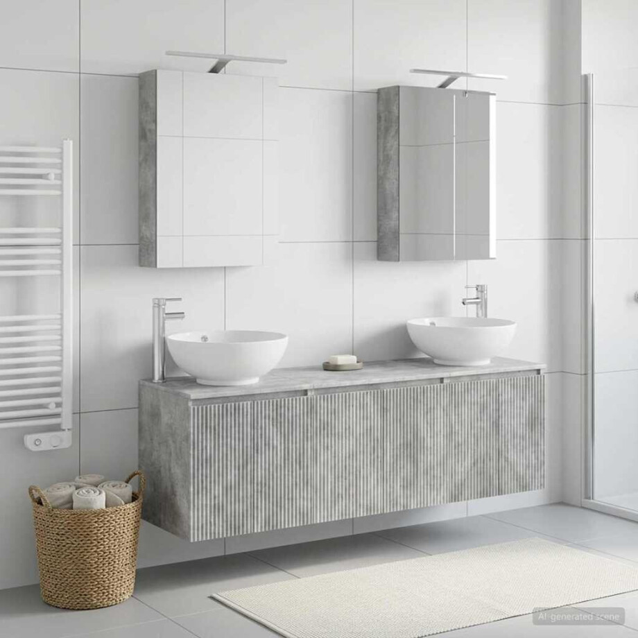 vidaXL Badkamerkastenset 5 st Betongrijs Bewerkt hout vidaXL Badkamerkastenset 5 st Betongrijs Bewerkt hout afbeelding 1