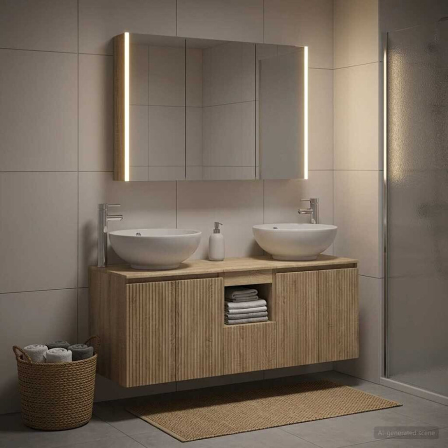 vidaXL Badkamerkastenset 4 st Sonoma Eiken Bewerkt hout vidaXL Badkamerkastenset 4 st Sonoma Eiken Bewerkt hout afbeelding 1