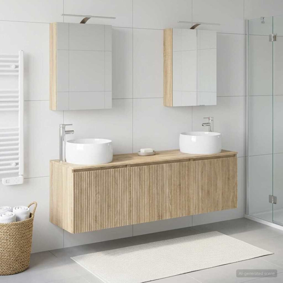 vidaXL Badkamerkastenset 5 st Sonoma Eiken Bewerkt hout vidaXL Badkamerkastenset 5 st Sonoma Eiken Bewerkt hout afbeelding 1
