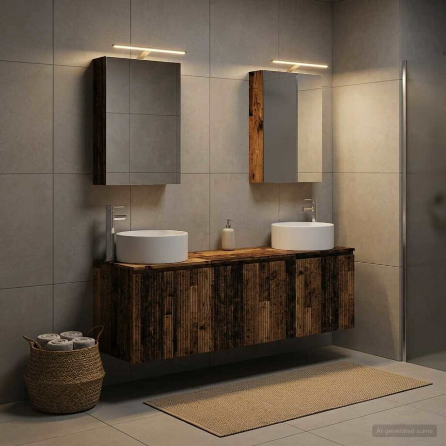 vidaXL Badkamerkastenset 5 st Oud hout Bewerkt hout afbeelding 1